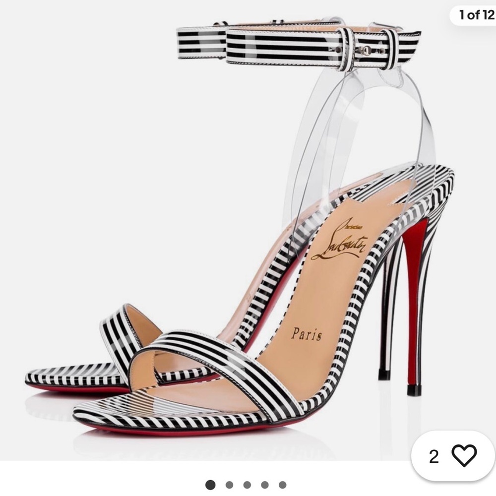 Christian Louboutin Black and White Striped Heels